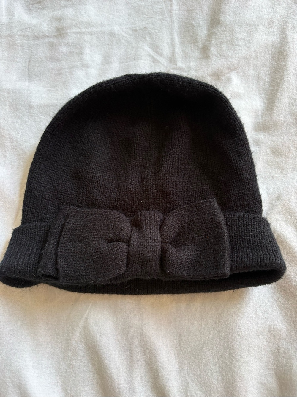 Kate Spade Black Bow Knit Beanie Hat - Women Accessories